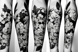 Bouquet with peonies and hydrangeas tattoo idea