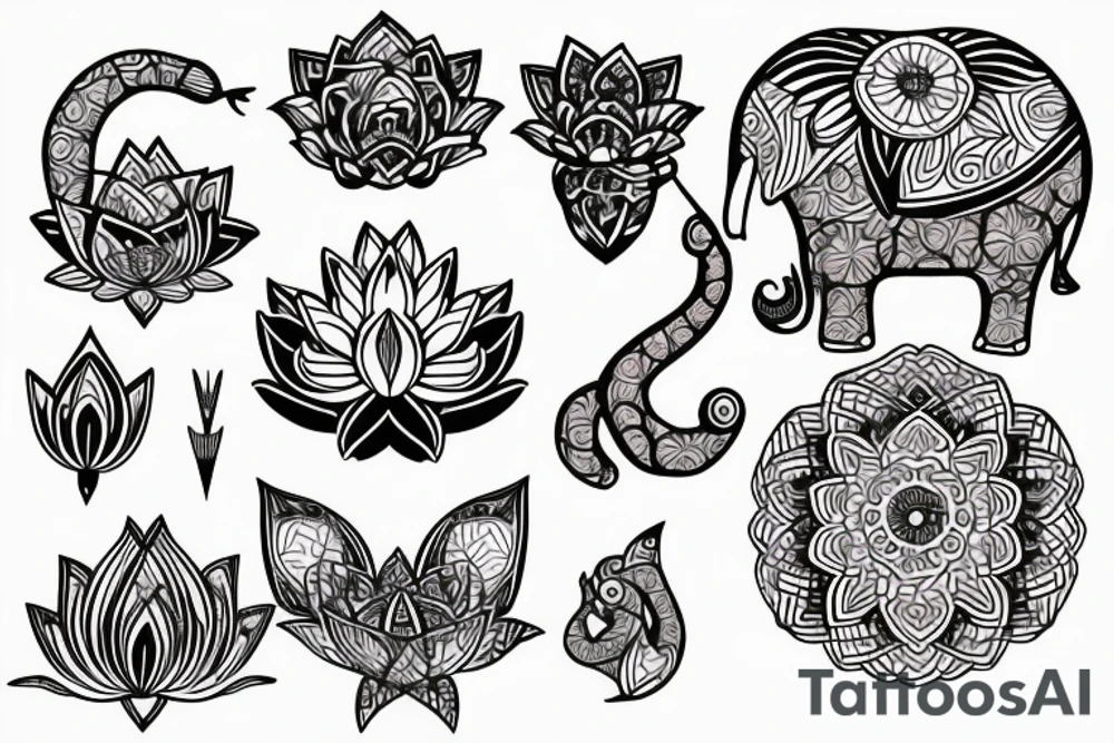 Lotus and elephant tattoo idea