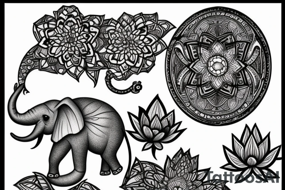 Lotus and elephant tattoo idea