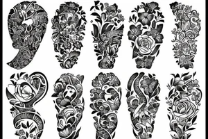 The word love in different languages with florals and elephant tattoo idea