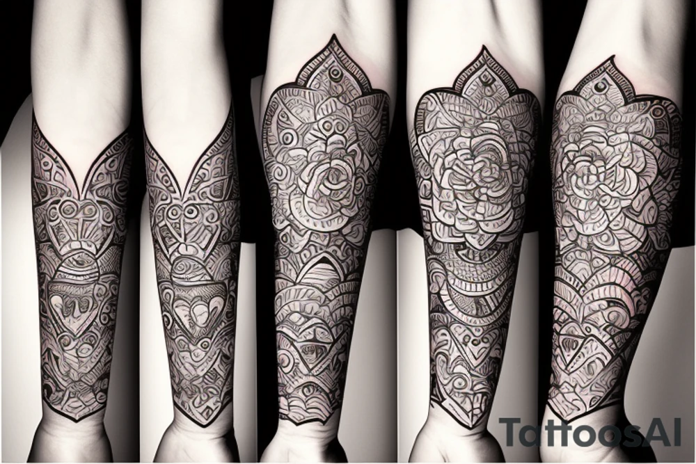 The word love in different languages with florals and elephant tattoo idea