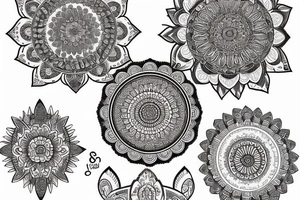 Mandala floral with elephants and words tattoo idea