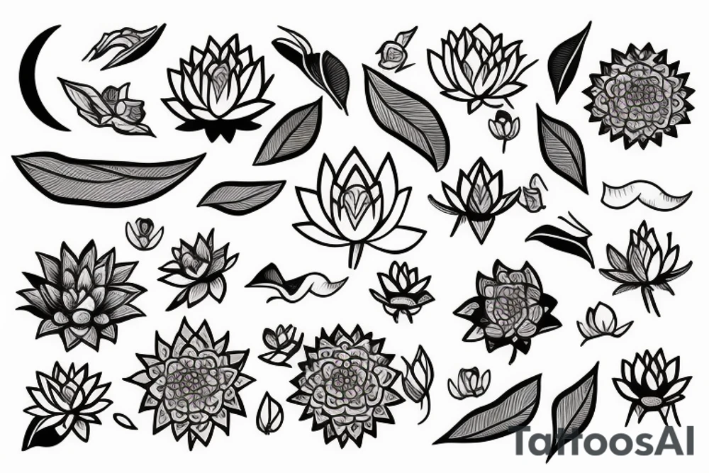 Lotus and moon tattoo idea