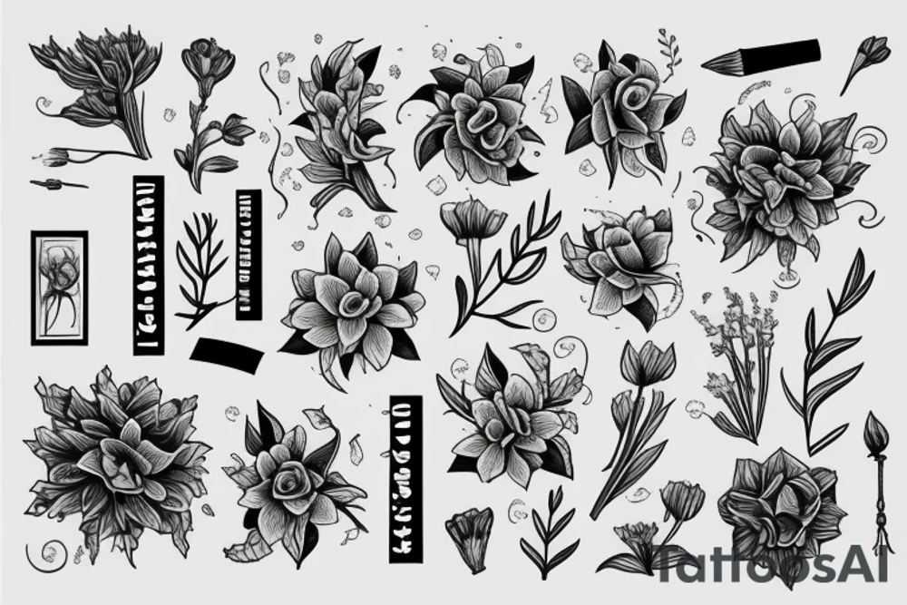 Books and flowers tattoo idea