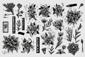 Books and flowers tattoo idea