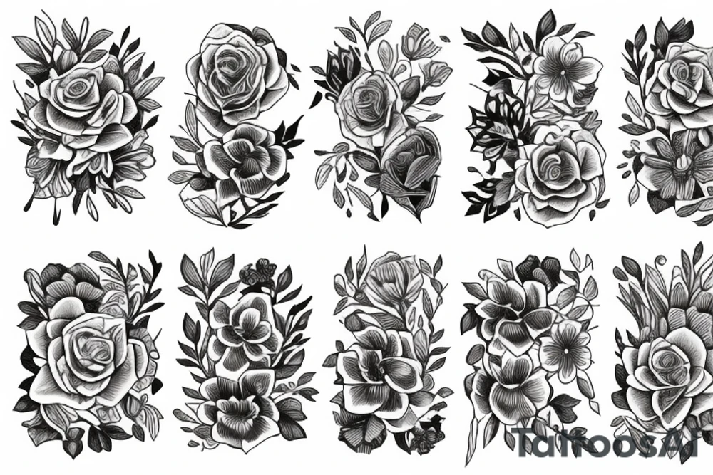 Books and flowers tattoo idea