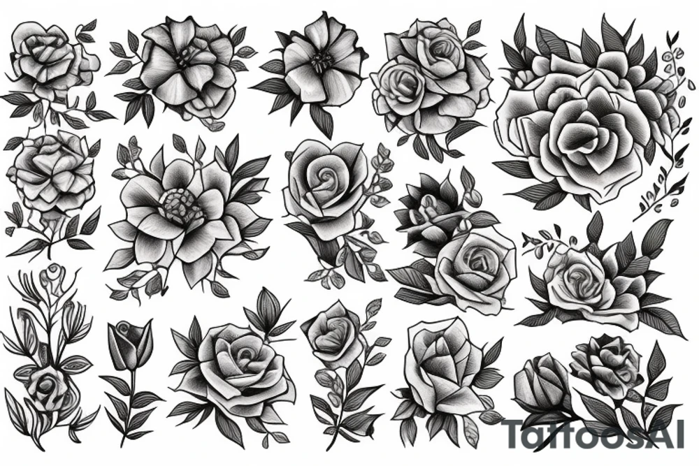 Books and flowers tattoo idea