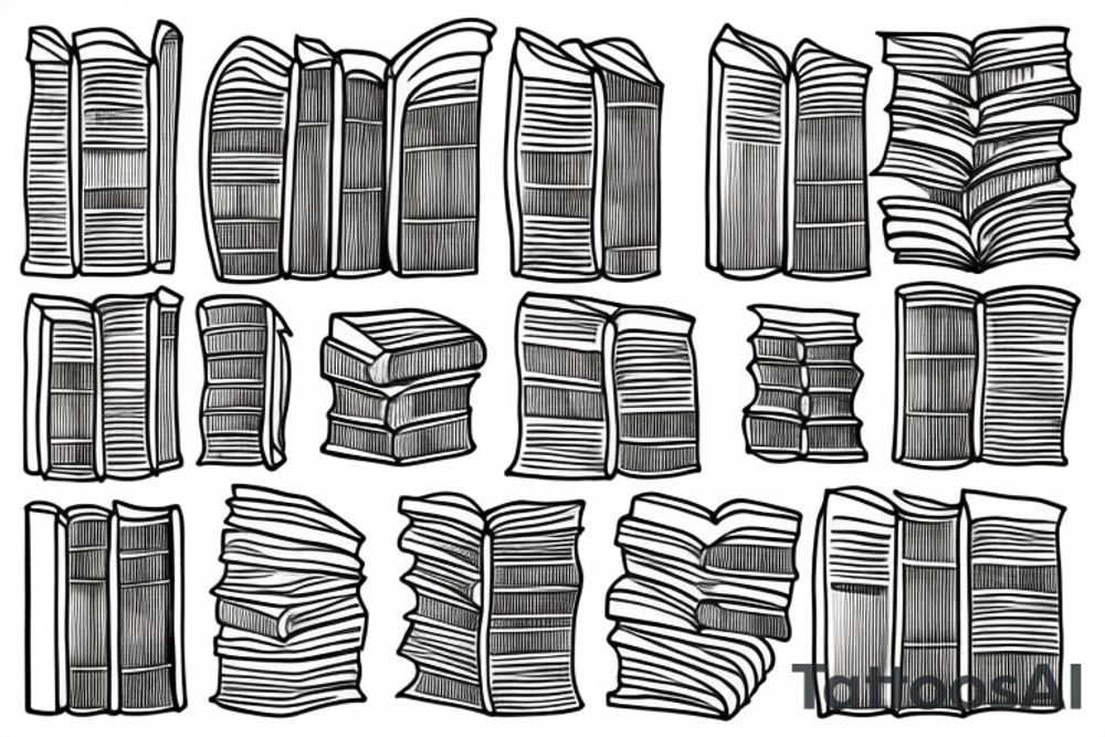 Books and flowers tattoo idea