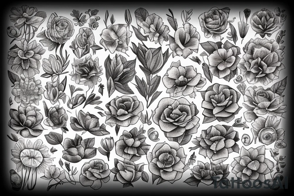 Books and blooms tattoo idea
