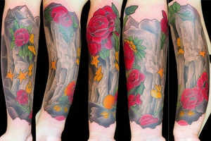 Books and blooms tattoo idea