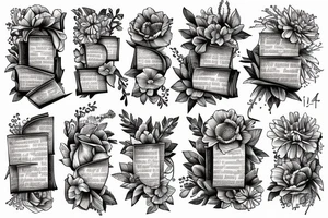 Books and blooms tattoo idea