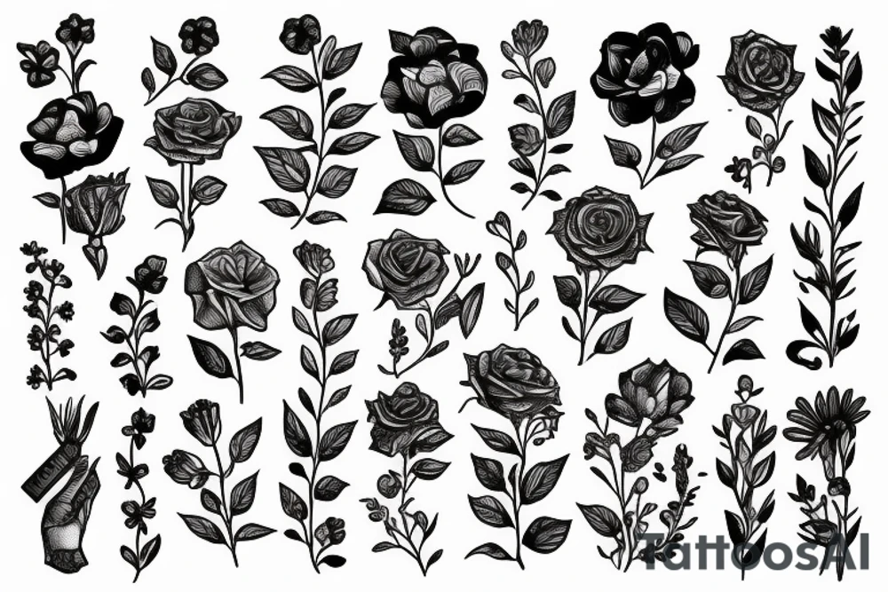 Books and flowers tattoo idea