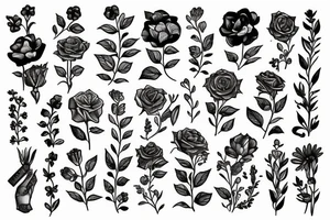 Books and flowers tattoo idea