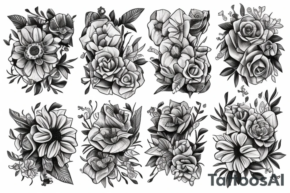 Books and flowers tattoo idea