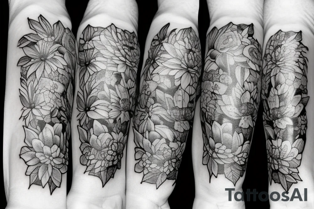 Stack of Books and flowers tattoo idea