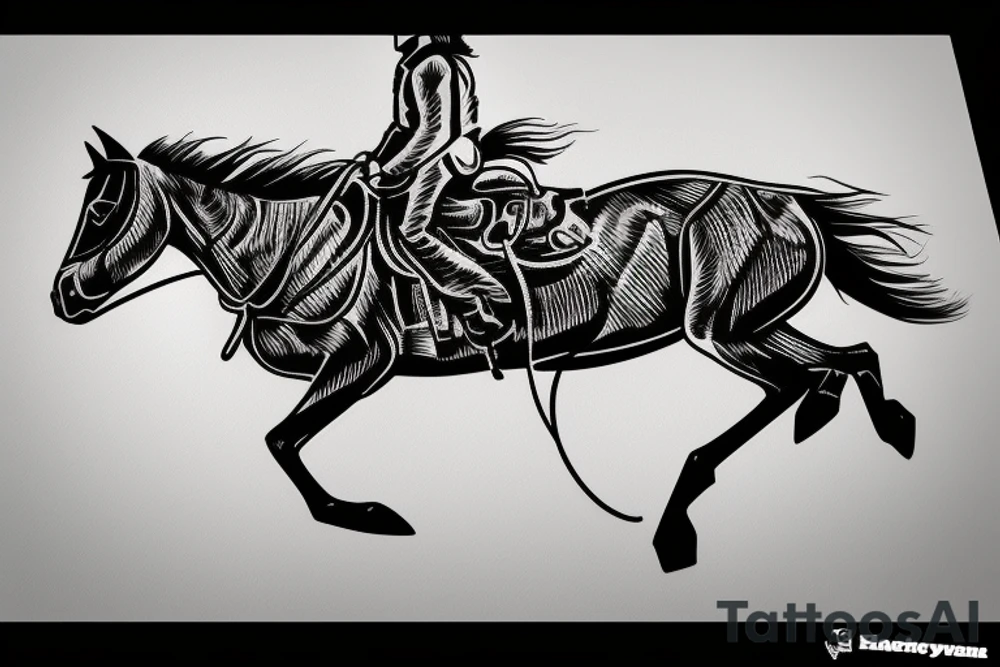 Cowboy on horse silhouette riding into sunset tattoo idea