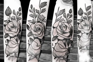 Stack of Books and flowers tattoo idea