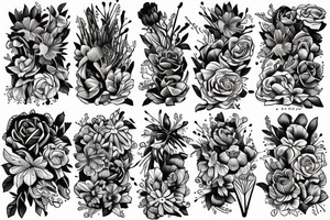 Stack of Books and flowers tattoo idea