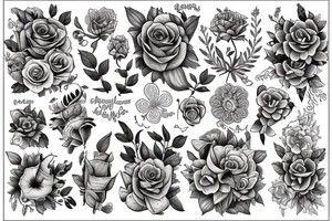 Stack of Books and flowers tattoo idea