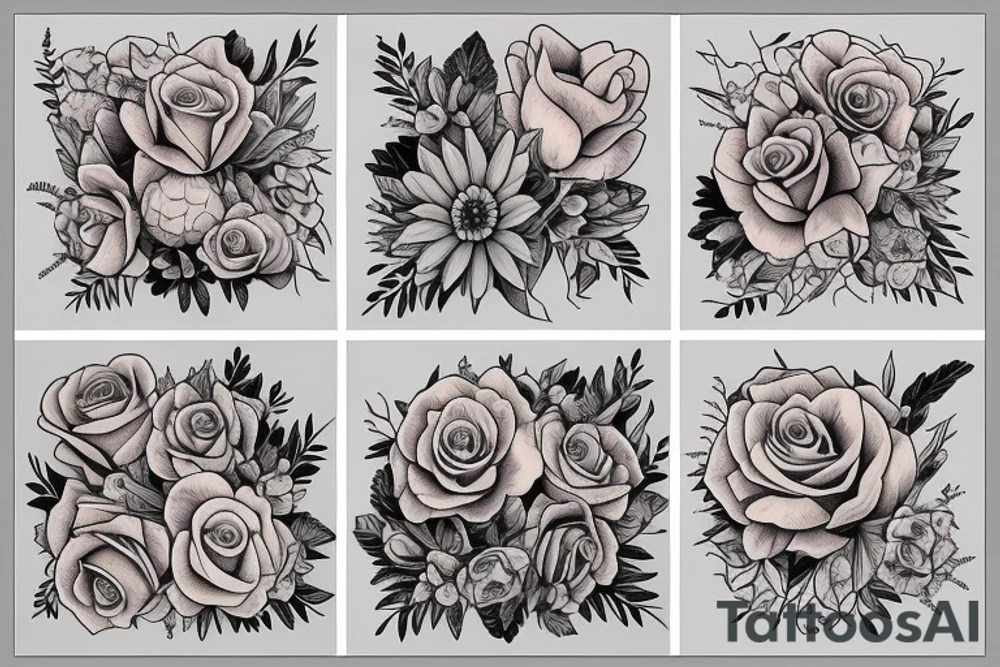 Stack of Books and flowers tattoo idea