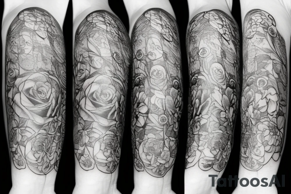Tower of Books and flowers tattoo idea