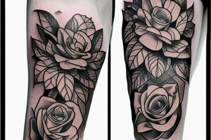 Tower of Books and flowers tattoo idea