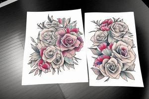 Stack of Books and flowers tattoo idea