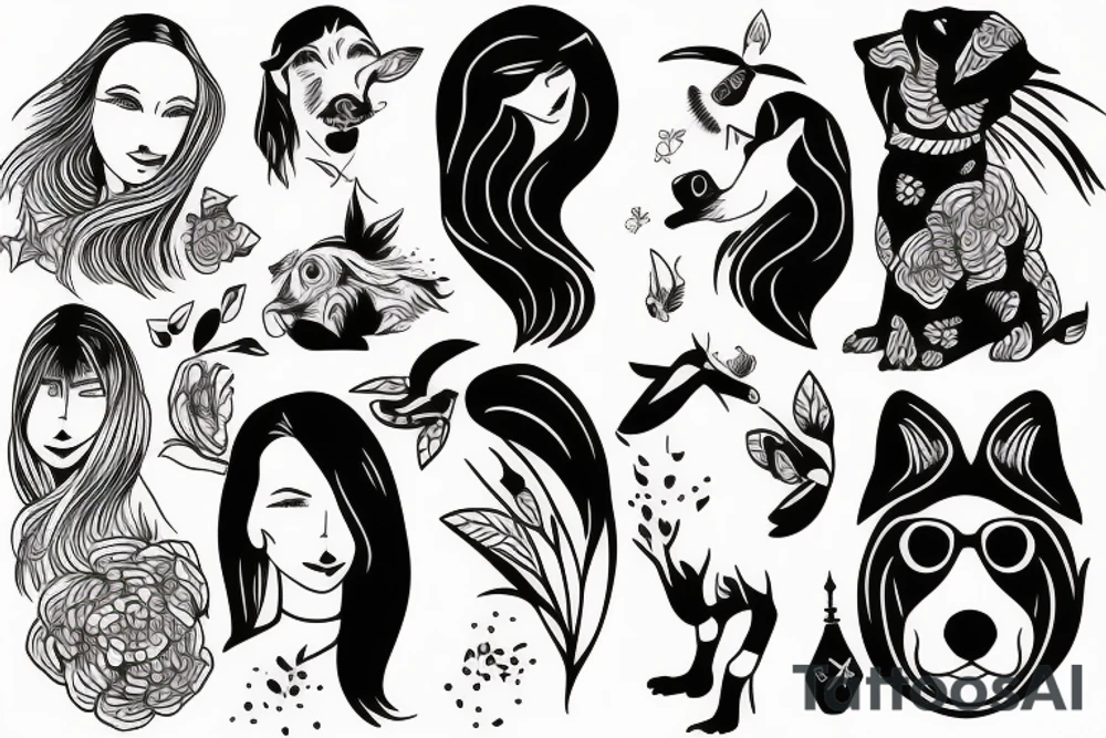 Girl and dog tattoo idea