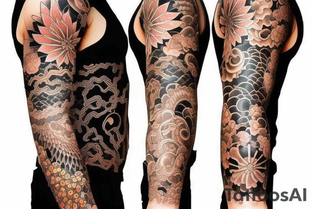 Japanese style sleeve tattoo idea