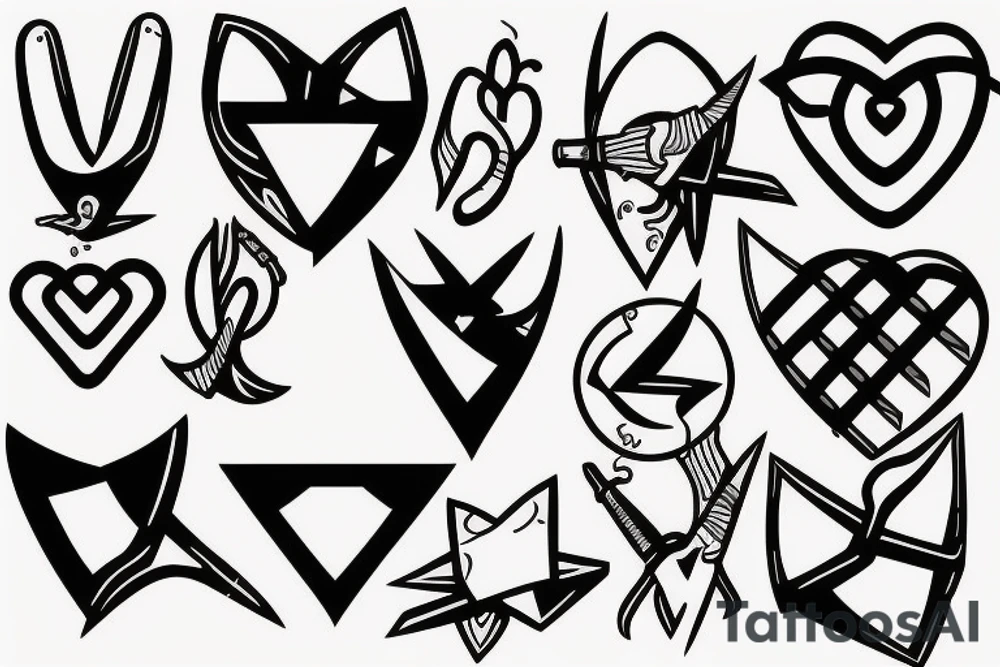kunai hearts tattoo idea
