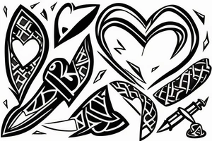 heart wrapped around kunai tattoo idea