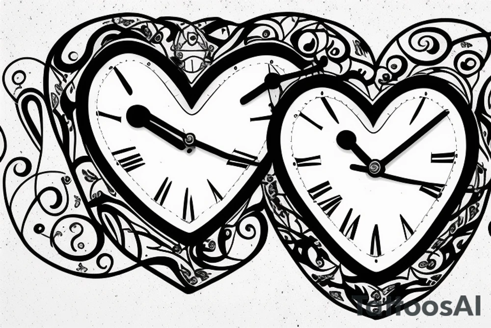 heart wrapped around clock tattoo idea