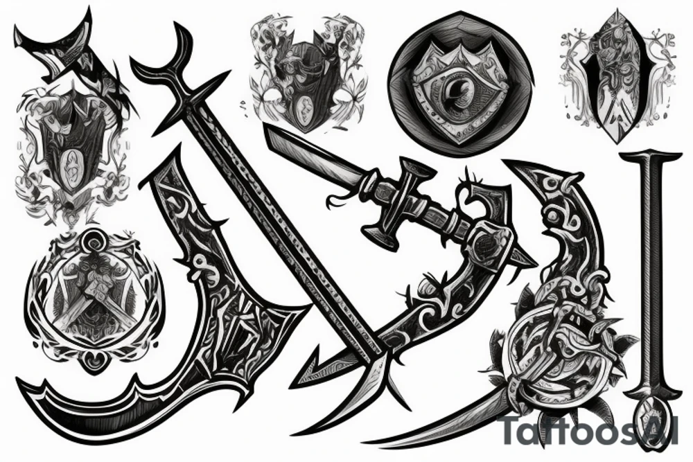 trial by sword and knight tattoo idea