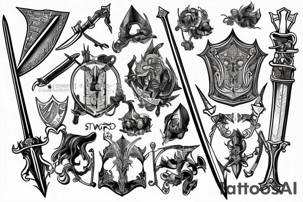 trial by sword and knight tattoo idea