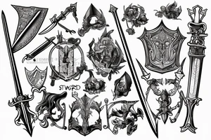 trial by sword and knight tattoo idea
