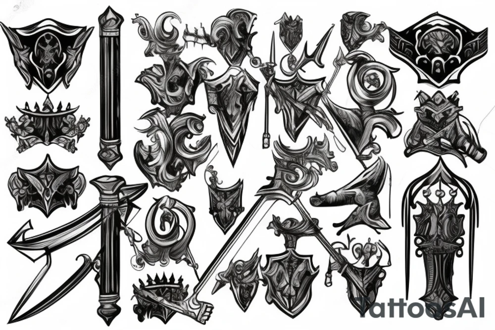 trial by knight with sword tattoo idea