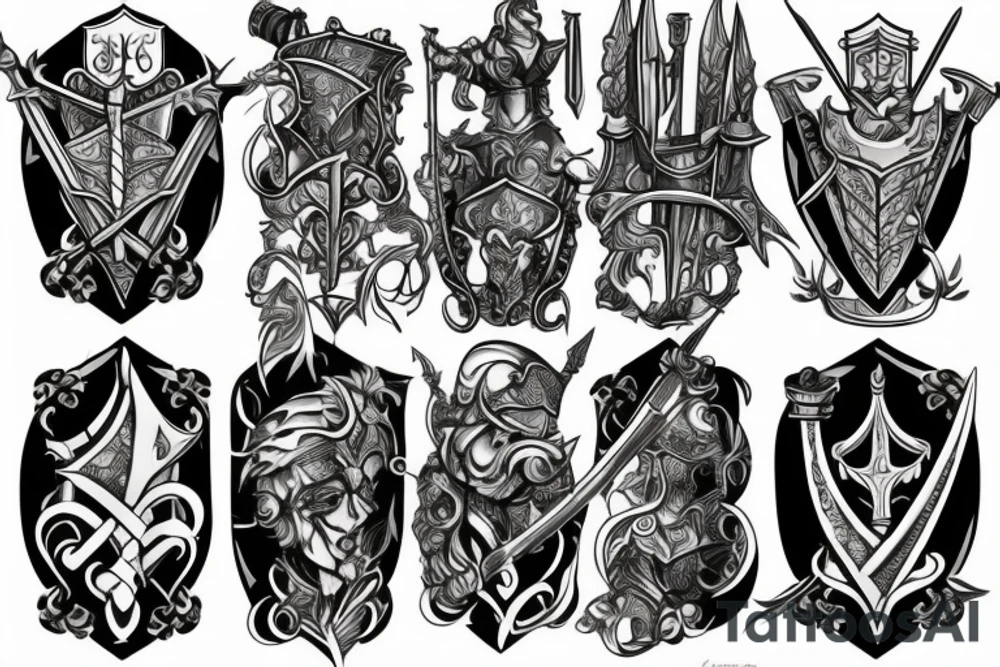 trial by knight with sword tattoo idea