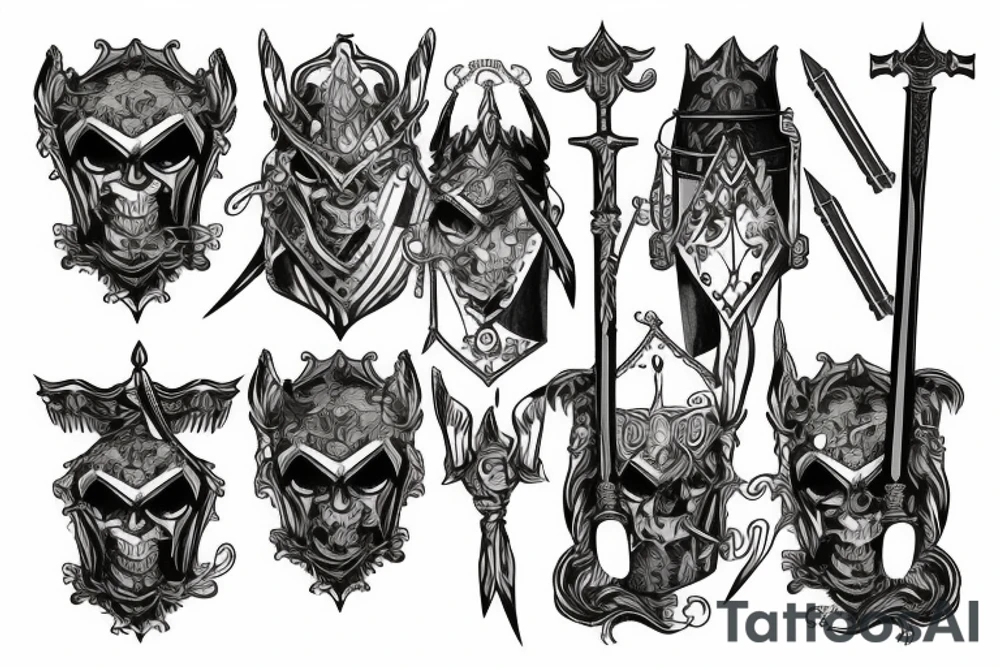 trial by knight with sword tattoo idea