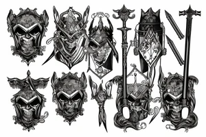 trial by knight with sword tattoo idea