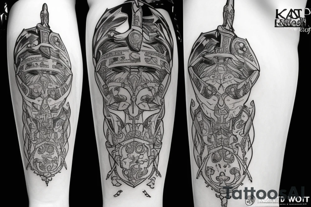 trial by knight with sword tattoo idea