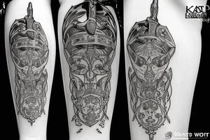 trial by knight with sword tattoo idea