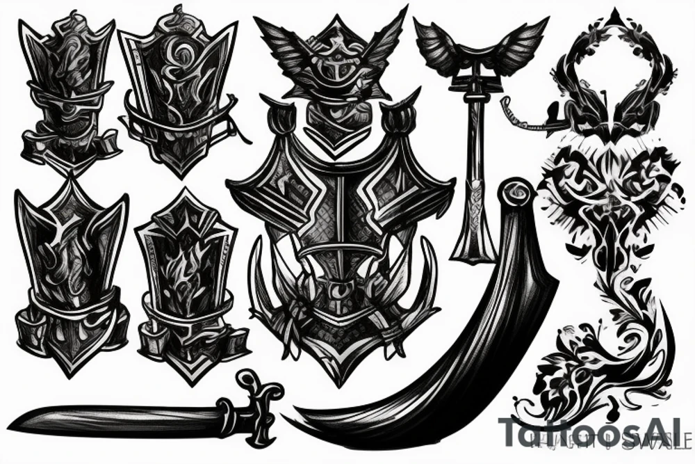 trial by knight with sword tattoo idea
