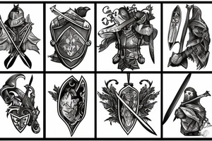trial by knight with sword tattoo idea