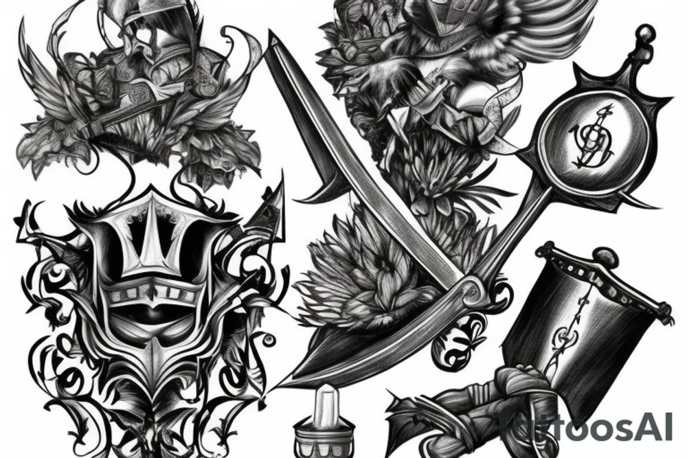 trial by knight with sword tattoo idea