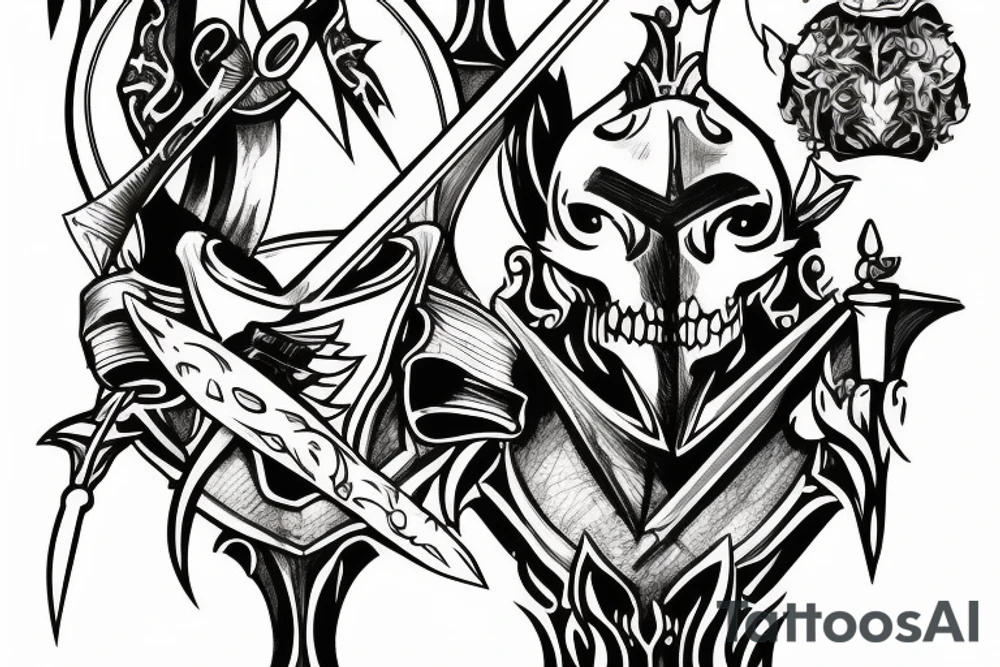 trial by knight with sword tattoo idea