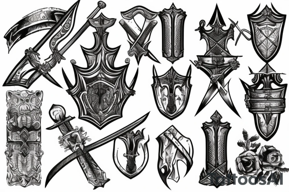 trial by knight with sword tattoo idea