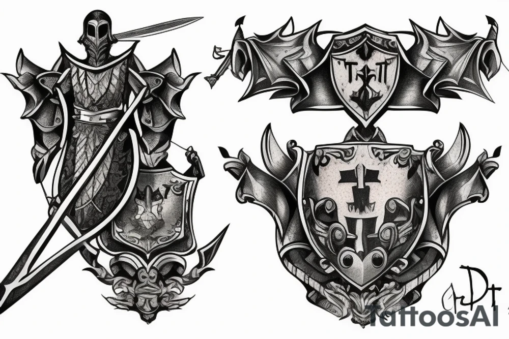 trial by knight with sword tattoo idea