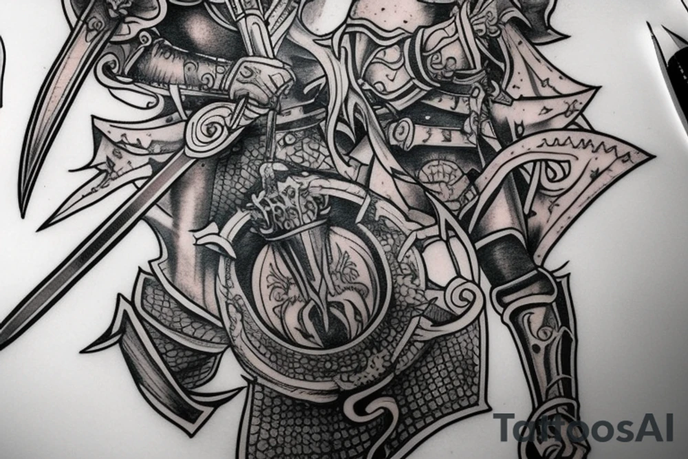 trial by a knight with a sword tattoo idea