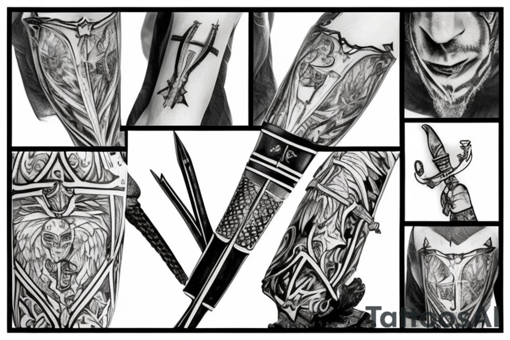 trial by a knight with a sword tattoo idea