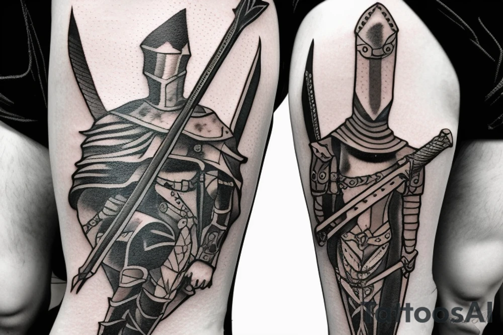 trial by a knight with a sword tattoo idea